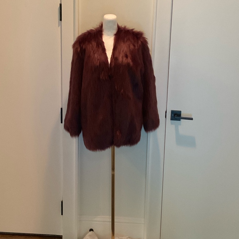 Lovers + Friends Deep Red Teddy Jacket